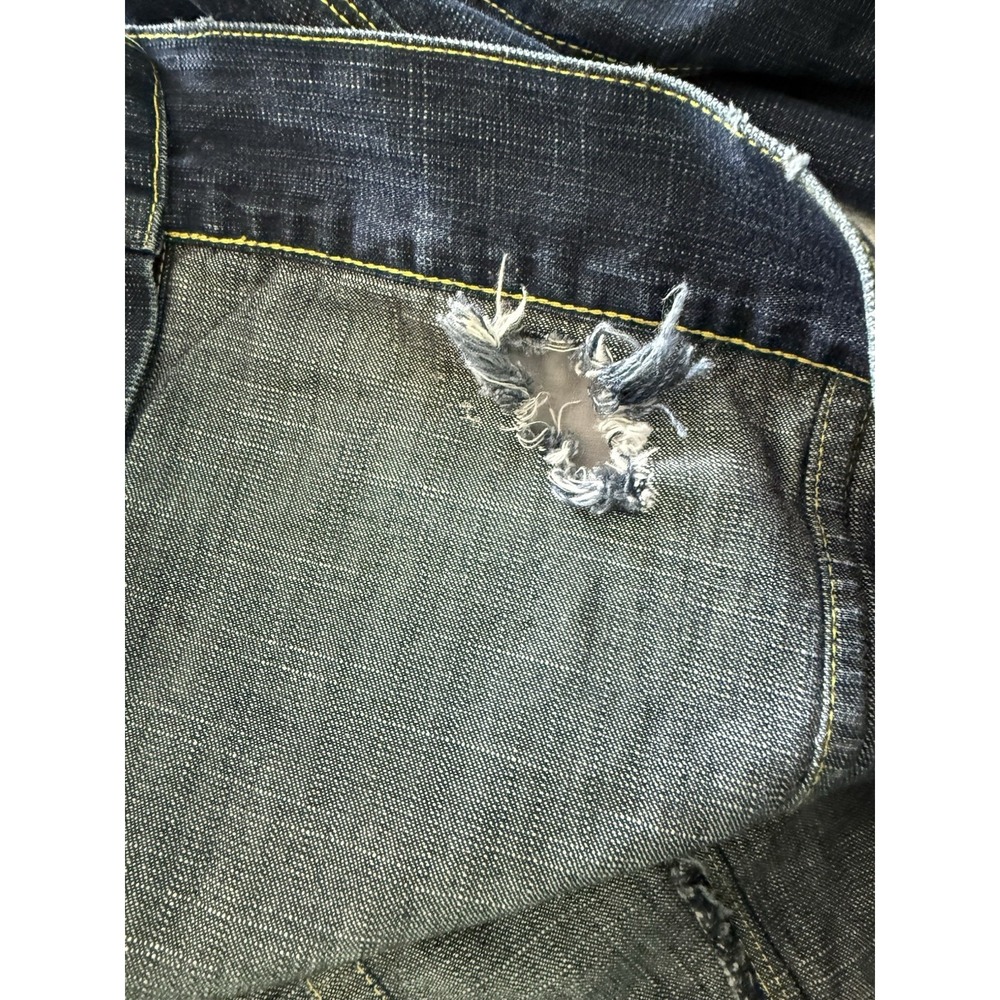 Mecca Mens Denim Jacket Sz L Button Up Y2K 90's Hip Hop Rap Trashed VTG - Picture 7 of 7